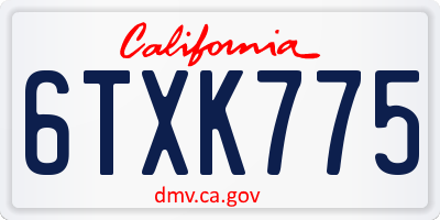 CA license plate 6TXK775
