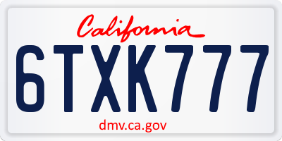 CA license plate 6TXK777