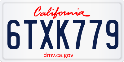 CA license plate 6TXK779