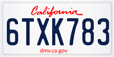 CA license plate 6TXK783
