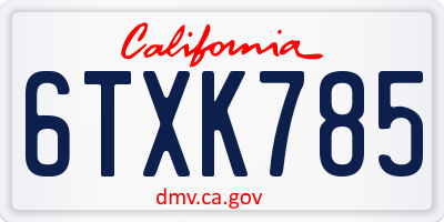 CA license plate 6TXK785