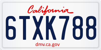 CA license plate 6TXK788