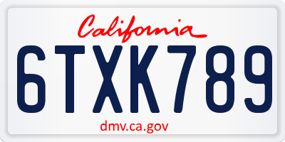 CA license plate 6TXK789