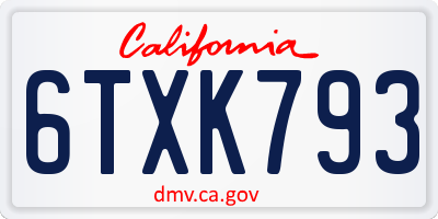 CA license plate 6TXK793