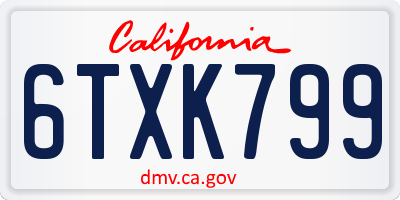 CA license plate 6TXK799
