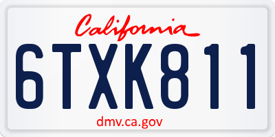 CA license plate 6TXK811
