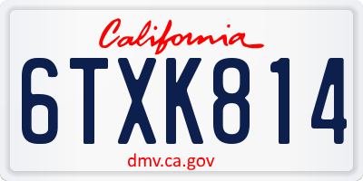CA license plate 6TXK814