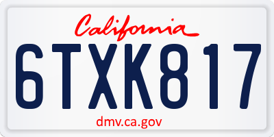 CA license plate 6TXK817