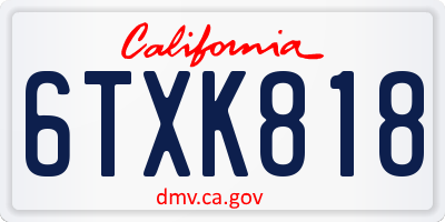 CA license plate 6TXK818