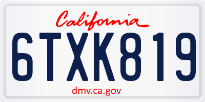 CA license plate 6TXK819