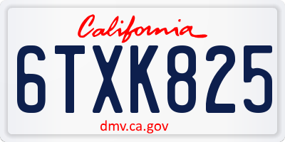 CA license plate 6TXK825