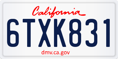 CA license plate 6TXK831