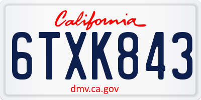 CA license plate 6TXK843