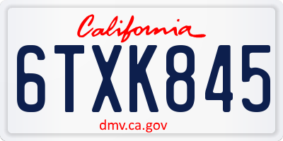 CA license plate 6TXK845