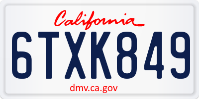CA license plate 6TXK849