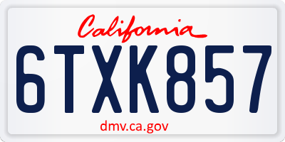 CA license plate 6TXK857