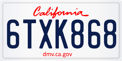 CA license plate 6TXK868