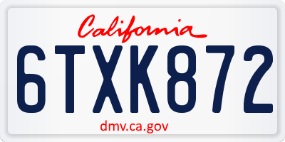 CA license plate 6TXK872