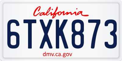 CA license plate 6TXK873