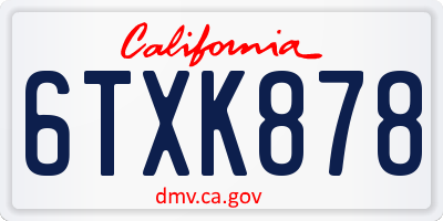 CA license plate 6TXK878