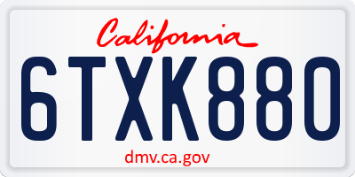CA license plate 6TXK880