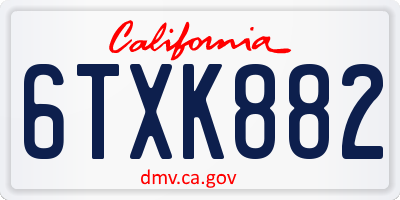 CA license plate 6TXK882