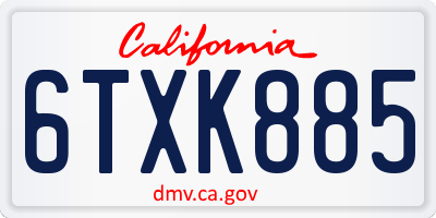 CA license plate 6TXK885