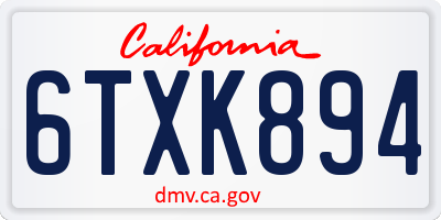CA license plate 6TXK894