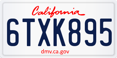 CA license plate 6TXK895