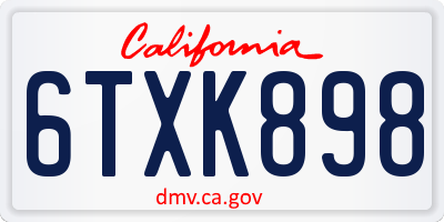 CA license plate 6TXK898