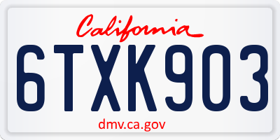 CA license plate 6TXK903