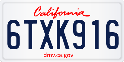 CA license plate 6TXK916