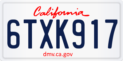 CA license plate 6TXK917