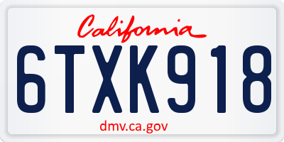 CA license plate 6TXK918