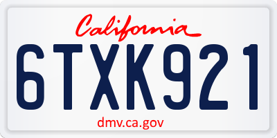 CA license plate 6TXK921