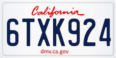 CA license plate 6TXK924