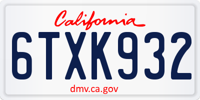 CA license plate 6TXK932