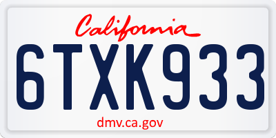 CA license plate 6TXK933