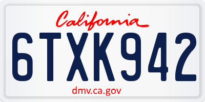 CA license plate 6TXK942
