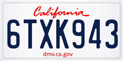 CA license plate 6TXK943