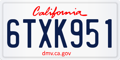 CA license plate 6TXK951