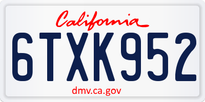 CA license plate 6TXK952