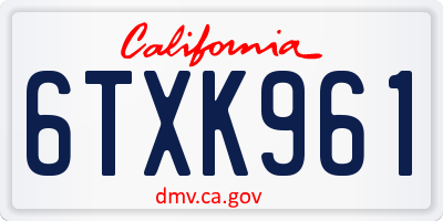 CA license plate 6TXK961
