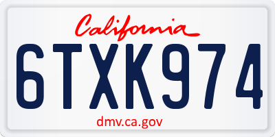 CA license plate 6TXK974