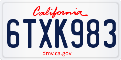 CA license plate 6TXK983