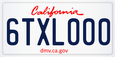 CA license plate 6TXL000
