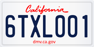 CA license plate 6TXL001
