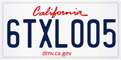 CA license plate 6TXL005