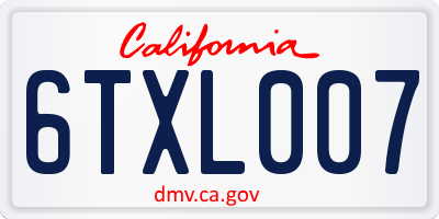 CA license plate 6TXL007