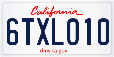 CA license plate 6TXL010